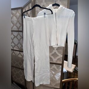 Garage White Knit Pants and Hoodie Set